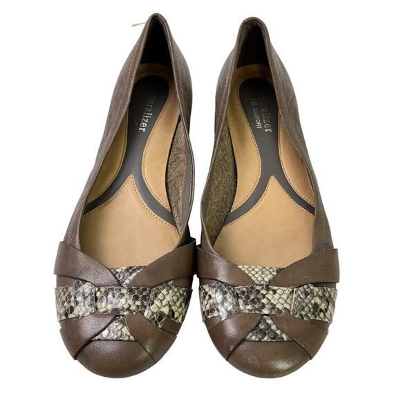 Naturalizer N5 Comfort Maude Real Leather Taupe Brown Slip On Flats Shoes 7.5 - Picture 2 of 16